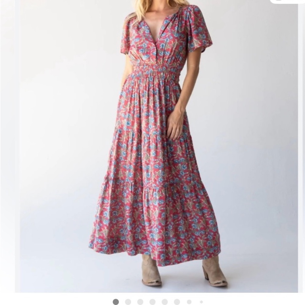 Natural Life Floral Red and Blue Bella Maxi Dress - never worn. Size Medium